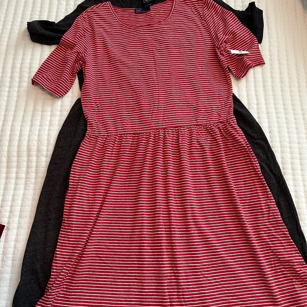 Two dresses: GAP Red and Blue Midi Sundress Casual Short Sleeve